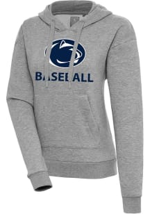 Antigua Penn State Nittany Lions Womens Grey Heather Baseball  Victory Hooded Sweatshirt