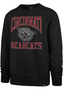 47 Cincinnati Bearcats Mens Black Big Ups Vault Bearcat Head Long Sleeve Crew Sweatshirt
