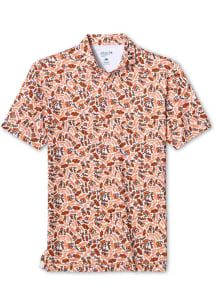 Johnnie O Oklahoma State Cowboys Mens Orange Galvin All Over Team Print Short Sleeve Fashion Polo