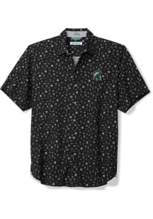 Tommy Bahama Michigan State Spartans Mens Black Playa Playbook Short Sleeve Dress Shirt