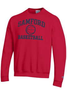 Champion Samford University Bulldogs Mens Red Basketball Powerblend Long Sleeve Crew Sweatshirt