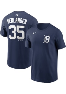 Justin Verlander Detroit Tigers Navy Blue Home Short Sleeve Player T Shirt