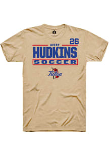 Avery Hudkins Tulsa Golden Hurricane Brown NIL Stacked Box Short Sleeve Player T Shirt