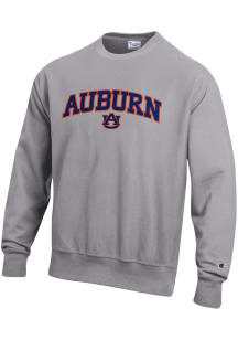 Champion Auburn Tigers Mens Grey Arch Name Logo Long Sleeve Crew Sweatshirt