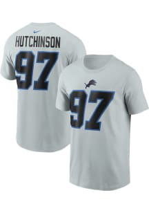 Aidan Hutchinson Detroit Lions Silver Rivalry Short Sleeve Player T Shirt