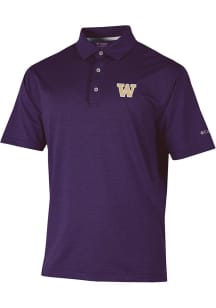 Columbia Washington Huskies Mens Purple Sand Tee Short Sleeve Polo