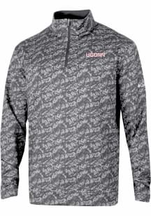 Columbia UConn Huskies Mens Grey Heat Seal Printed Wickham Hills Long Sleeve Qtr Zip Pullover