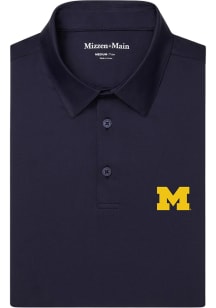 Mizzen+Main Michigan Wolverines Mens Navy Blue Versa Solid Short Sleeve Fashion Polo