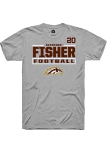 Kershawn Fisher Western Michigan Broncos Grey Football NIL Stacked Box Short Sleeve Player T Shirt