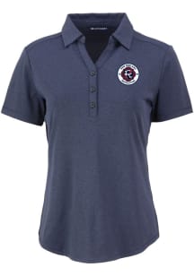 Cutter and Buck New England Revolution Womens Navy Blue Forge Eco Polo Short Sleeve Polo Shirt