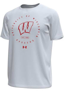 Under Armour Wisconsin Badgers White Wordmark Circle White Out Short Sleeve T Shirt