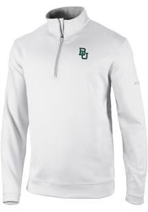 Columbia Baylor Bears Mens White Heat Seal Omni Wick Wickhams Hills Long Sleeve Qtr Zip Pullover