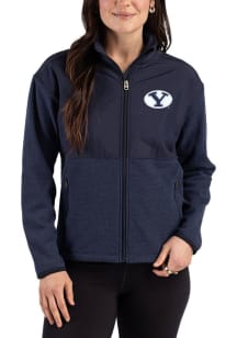 Cutter and Buck BYU Cougars Womens Navy Blue Hunts Point Eco Light Weight Jacket
