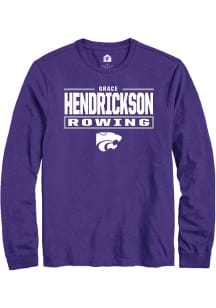 Grace Hendrickson K-State Wildcats Purple NIL Stacked Box Long Sleeve Player T Shirt