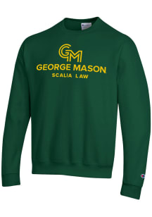 Champion George Mason University Mens Green Powerblend Crew Long Sleeve Crew Sweatshirt