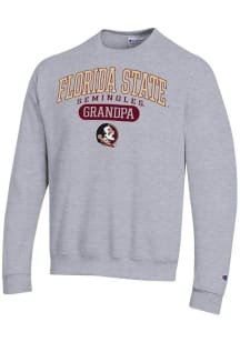 Champion Florida State Seminoles Mens Grey Pill Box Grandpa Powerblend Long Sleeve Crew Sweatshirt