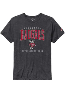 Wisconsin Badgers Black Victory Falls Puff Arch Mascot Short Sleeve Fashion T Shirt