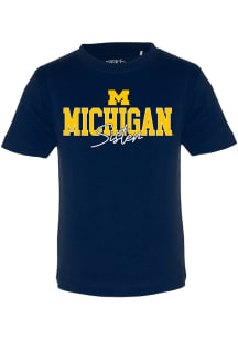 Michigan Wolverines Girls Navy Blue Sister Short Sleeve Tee