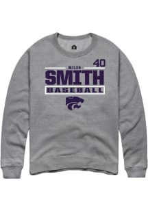 Miles Smith  Rally K-State Wildcats Mens Graphite NIL Stacked Box Long Sleeve Crew Sweatshirt