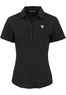 Cutter and Buck West Virginia Mountaineers Womens Black Forge Eco Polo Short Sleeve Polo Shirt