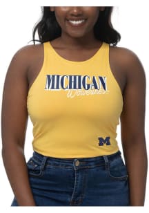 Michigan Wolverines Womens Gold First Down Tank Top