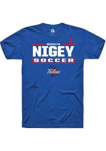 Madalyn Nigey Tulsa Golden Hurricane Blue NIL Stacked Box Short Sleeve Player T Shirt