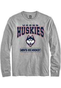 Summit Sportswear UConn Huskies Grey Men's Ice Hockey Long Sleeve T Shirt