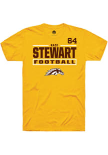 Race Stewart Western Michigan Broncos Gold Football NIL Stacked Box Short Sleeve Player T Shirt