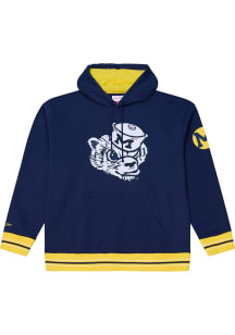 Mitchell and Ness Michigan Wolverines Mens Navy Blue Playoff Win Fashion Hood