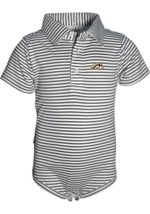 Western Michigan Broncos Baby Charcoal Carson Striped Short Sleeve One Piece Polo