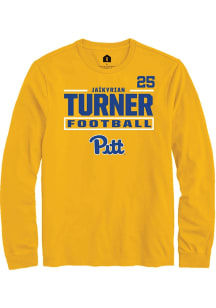 Ja’Kyrian Turner Pitt Panthers Gold Football NIL Stacked Box Long Sleeve Player T Shirt