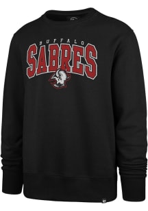 47 Buffalo Sabres Mens Black Alt Varsity Block Headline Long Sleeve Crew Sweatshirt