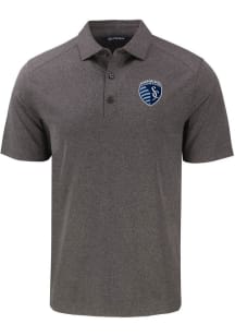 Cutter and Buck Sporting Kansas City Mens Black Forge Recycled Short Sleeve Polo