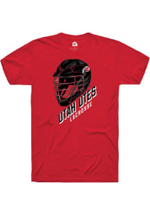 Rally Utah Utes Red Lacrosse Helmet Short Sleeve T Shirt