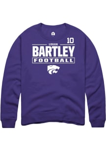 Logan Bartley K-State Wildcats Mens Purple Football NIL Stacked Box Player Crew