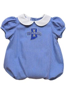 Vive La Fete Indiana State Sycamores Baby Blue Gingham Collar Short Sleeve One Piece