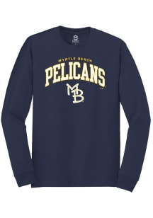 Summit Sportswear Myrtle Beach Pelicans Navy Blue Arch Mascot Long Sleeve T Shirt