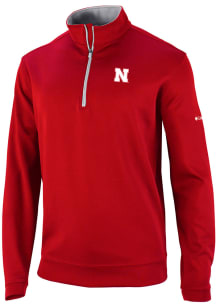 Columbia Nebraska Cornhuskers Mens Red Heat Seal Omni Wick Wickhams Hills Long Sleeve Qtr Zip Pull..