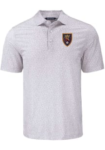 Cutter and Buck Real Salt Lake Mens Grey Pike Flora Short Sleeve Polo