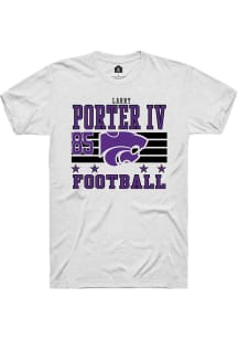 Larry  Porter IV K-State Wildcats White Football NIL Striped Short Sleeve Player T Shirt