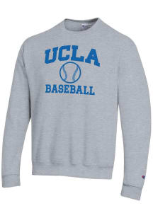 Champion UCLA Bruins Mens Grey Baseball Icon Powerblend Long Sleeve Crew Sweatshirt
