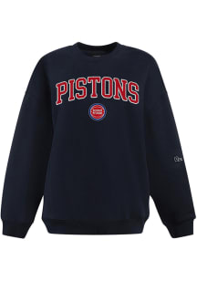 Hype and Vice Detroit Pistons Womens Navy Blue Offside Crew Sweatshirt