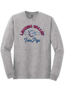 Summit Sportswear Lehigh Valley Ironpigs Grey Vintage Arch Script Long Sleeve T Shirt