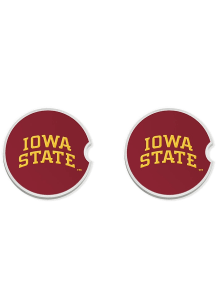 Iowa State Cyclones Wordmark Set of 2 Car Coaster - White