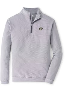 Peter Millar Colorado Buffaloes Mens Grey Perth Sugar Stripe Long Sleeve Qtr Zip Pullover