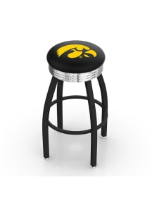 Iowa Hawkeyes 3 Ring Chrome Seat Pub Stool - Black