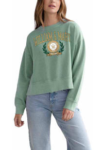 William & Mary Tribe Womens Olive Malibu Crew Sweatshirt
