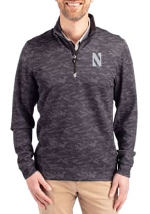 Cutter and Buck Northwestern Wildcats Mens Black Traverse Camo Big and Tall Qtr Zip