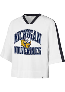 47 Michigan Wolverines Womens White Drop Needle Short Sleeve T-Shirt