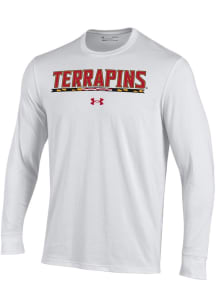 Under Armour Maryland Terrapins White Terrapins Bar Performance Long Sleeve T Shirt